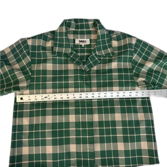 EUC $595 MM6 Maison Margiela Oversized Green Check Boxy Top IT 38 US 2 - Picture 12 of 14